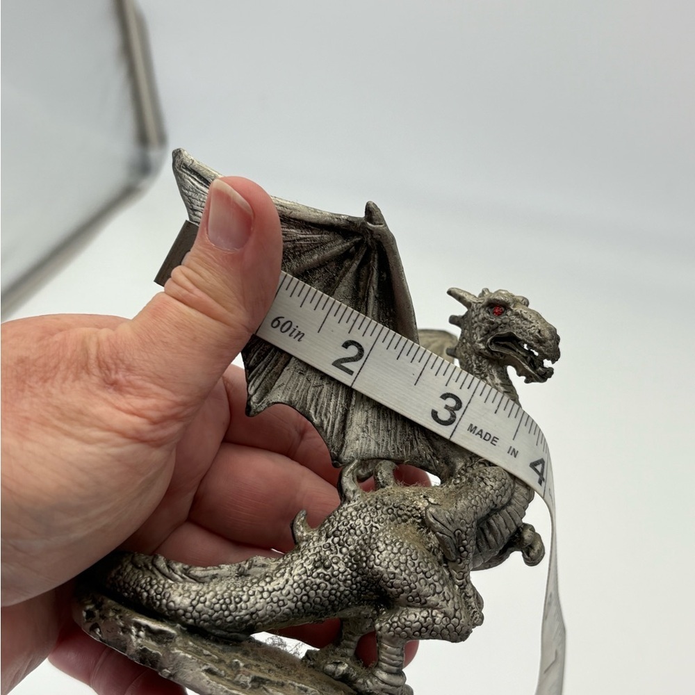 Majestic Vintage Pewter Dragon Figurine Votive Holder - Picture 11 of 12